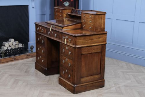 OUTSTANDING ANTIQUE VICTORIAN SOLID WALNUT MAPLE CO DICKENS 15 DRAWER WRITING DESK WITH KEYS RESTORED C1890 - ADDITIONAL PHOTO 14
