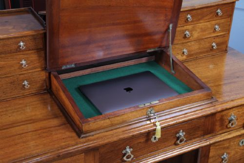 OUTSTANDING ANTIQUE VICTORIAN SOLID WALNUT MAPLE CO DICKENS 15 DRAWER WRITING DESK WITH KEYS RESTORED C1890 - ADDITIONAL PHOTO 22