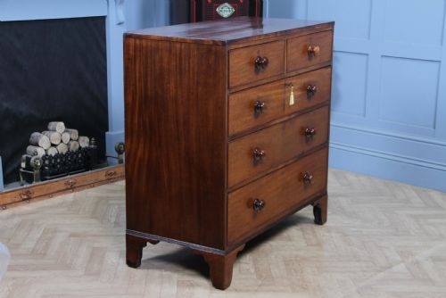 ORIGINAL ANTIQUE GEORGIAN MAHOGANY CHEST BANK OF 5 DRAWERS RESTORED WITH KEY C1820 - ADDITIONAL PHOTO 7