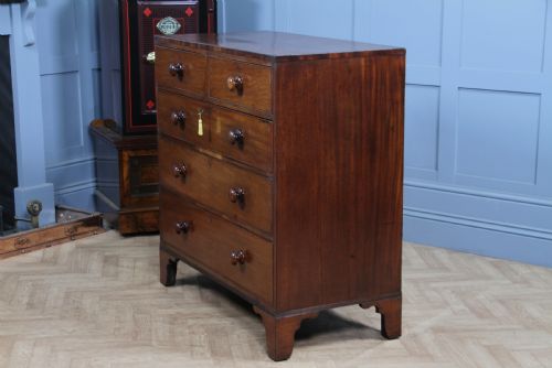 ORIGINAL ANTIQUE GEORGIAN MAHOGANY CHEST BANK OF 5 DRAWERS RESTORED WITH KEY C1820 - ADDITIONAL PHOTO 8