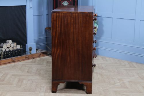 ORIGINAL ANTIQUE GEORGIAN MAHOGANY CHEST BANK OF 5 DRAWERS RESTORED WITH KEY C1820 - ADDITIONAL PHOTO 9
