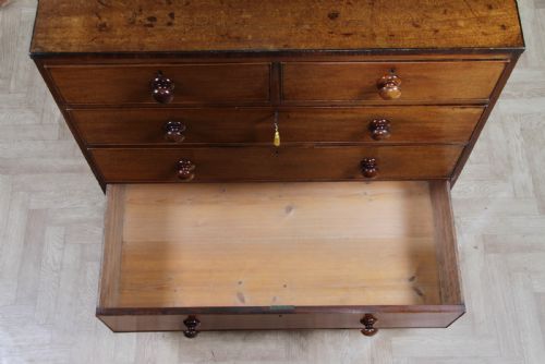 ORIGINAL ANTIQUE GEORGIAN MAHOGANY CHEST BANK OF 5 DRAWERS RESTORED WITH KEY C1820 - ADDITIONAL PHOTO 17