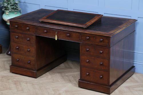 ANTIQUE VICTORIAN MAHOGANY SOLICITORS LARGE PEDESTAL DESK WRITING SLOPE C1860 - ADDITIONAL PHOTO 18
