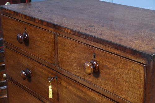 ORIGINAL ANTIQUE GEORGIAN MAHOGANY CHEST BANK OF 5 DRAWERS RESTORED WITH KEY C1820 - ADDITIONAL PHOTO 1