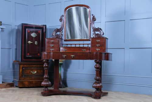 fig 3. Antique Victorian Mahogany Carved Duchess 8 Drawer Dressing Table With Mirror