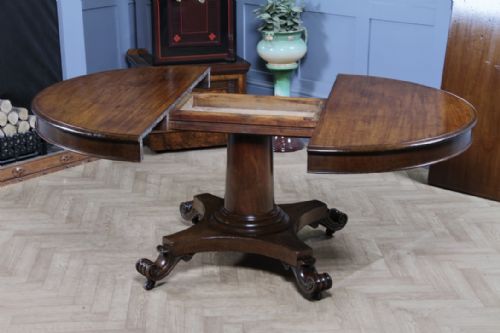fig 1. Antique William IV Mahogany Pull out Pedestal Extending Dining Table | Round - Oval