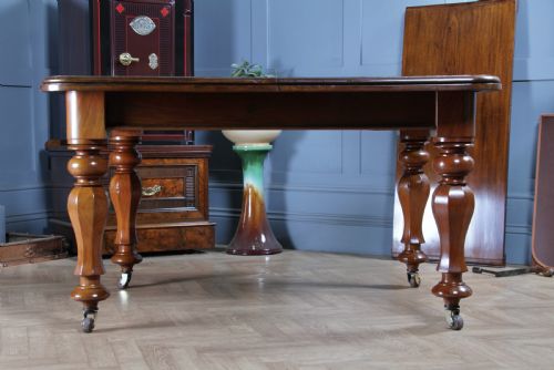 fig 3. Antique Victorian Solid Mahogany Grand Wind Out 1 Leaf Dining Table D, M&S Castors C1860