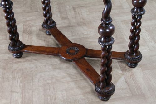 VICTORIAN ROSEWOOD HALL GALLERY TABLE C1870 RARE TRIPLE BARLEY TWIST 94CM HIGH - ADDITIONAL PHOTO 8
