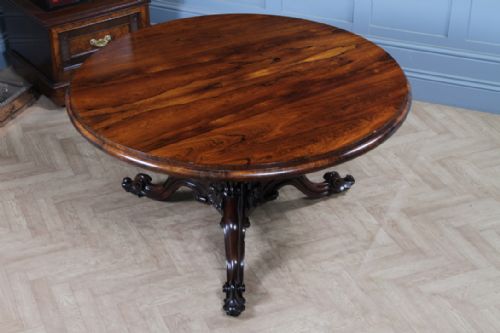 GRAND 45FT ANTIQUE EARLY VICTORIAN ROSEWOOD TILT TOP ROUND CENTRE DINING TABLE C1840