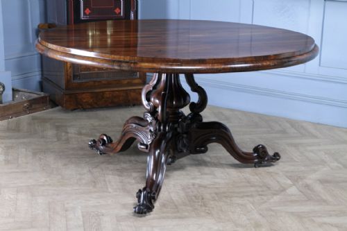 GRAND 45FT ANTIQUE EARLY VICTORIAN ROSEWOOD TILT TOP ROUND CENTRE DINING TABLE C1840 - ADDITIONAL PHOTO 2