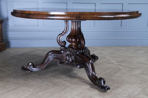 GRAND 45FT ANTIQUE EARLY VICTORIAN ROSEWOOD TILT TOP ROUND CENTRE DINING TABLE C1840 - ADDITIONAL PHOTO 4