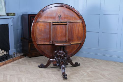 GRAND 45FT ANTIQUE EARLY VICTORIAN ROSEWOOD TILT TOP ROUND CENTRE DINING TABLE C1840 - ADDITIONAL PHOTO 5