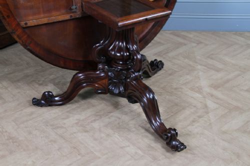 GRAND 45FT ANTIQUE EARLY VICTORIAN ROSEWOOD TILT TOP ROUND CENTRE DINING TABLE C1840 - ADDITIONAL PHOTO 6