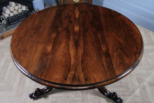 GRAND 45FT ANTIQUE EARLY VICTORIAN ROSEWOOD TILT TOP ROUND CENTRE DINING TABLE C1840 - ADDITIONAL PHOTO 16