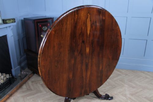 GRAND 45FT ANTIQUE EARLY VICTORIAN ROSEWOOD TILT TOP ROUND CENTRE DINING TABLE C1840 - ADDITIONAL PHOTO 17