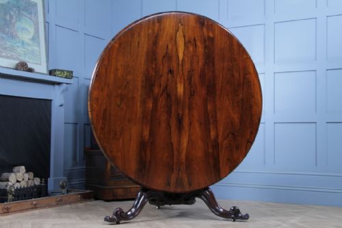 GRAND 45FT ANTIQUE EARLY VICTORIAN ROSEWOOD TILT TOP ROUND CENTRE DINING TABLE C1840 - ADDITIONAL PHOTO 19