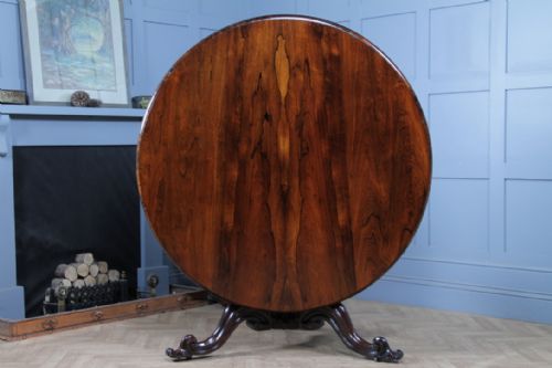 GRAND 45FT ANTIQUE EARLY VICTORIAN ROSEWOOD TILT TOP ROUND CENTRE DINING TABLE C1840 - ADDITIONAL PHOTO 20