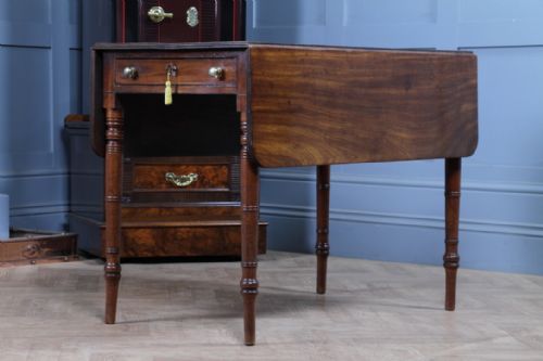 ANTIQUE GEORGIAN MAHOGANY PEMBROKE DROP LEAF TABLE FITTED SILVER DRAWER WITH KEY - ADDITIONAL PHOTO 4