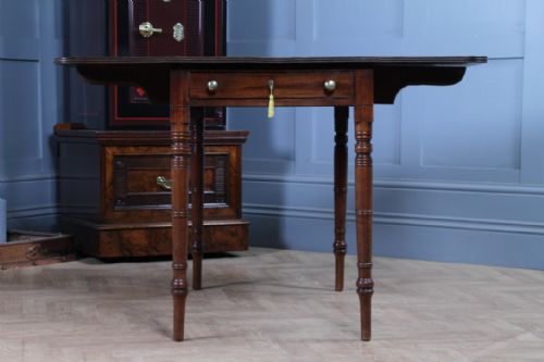 ANTIQUE GEORGIAN MAHOGANY PEMBROKE DROP LEAF TABLE FITTED SILVER DRAWER WITH KEY - ADDITIONAL PHOTO 8