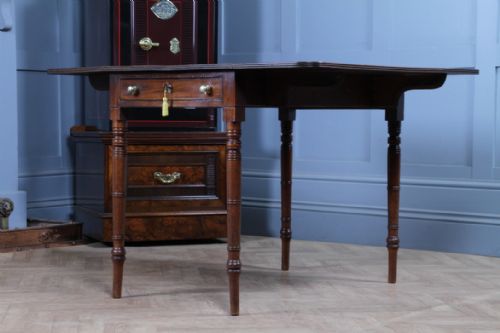 ANTIQUE GEORGIAN MAHOGANY PEMBROKE DROP LEAF TABLE FITTED SILVER DRAWER WITH KEY - ADDITIONAL PHOTO 9