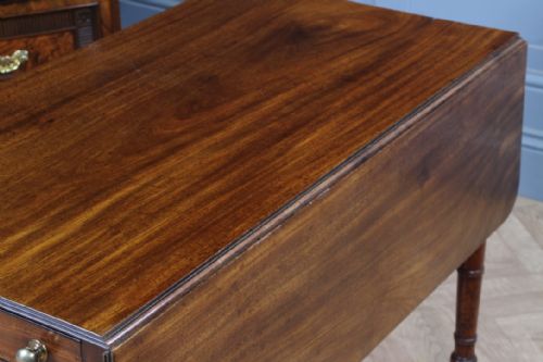 ANTIQUE GEORGIAN MAHOGANY PEMBROKE DROP LEAF TABLE FITTED SILVER DRAWER WITH KEY - ADDITIONAL PHOTO 11