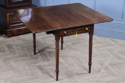 ANTIQUE GEORGIAN MAHOGANY PEMBROKE DROP LEAF TABLE FITTED SILVER DRAWER WITH KEY - ADDITIONAL PHOTO 14