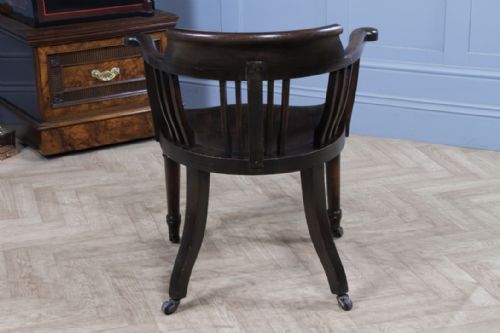 SET OF 4 ANTIQUE EDWARDIAN OAK CAPTAINS CHAIRS SMOKERS BOW DESK ARMCHAIRS C1910 - ADDITIONAL PHOTO 18