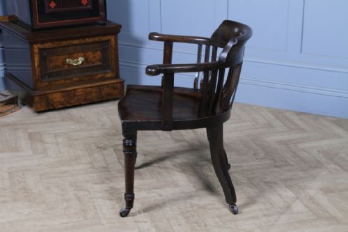 SET OF 4 ANTIQUE EDWARDIAN OAK CAPTAINS CHAIRS SMOKERS BOW DESK ARMCHAIRS C1910 - ADDITIONAL PHOTO 19