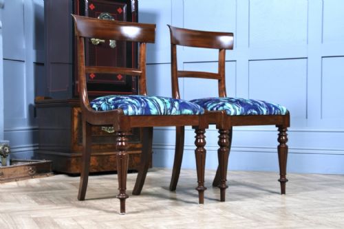 fig 3. Pair of 6 Antique Original William IV Mahogany Dining Chairs Late Regency C1835