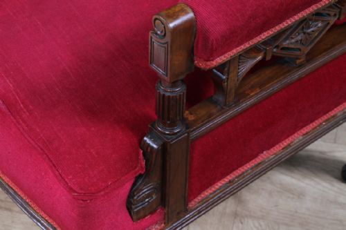 ANTIQUE EDWARDIAN WALNUT CARVED ARMCHAIR OCCASIONAL PARLOUR UPHOLSTERED CHAIR - ADDITIONAL PHOTO 12