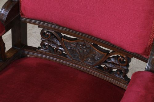 ANTIQUE EDWARDIAN WALNUT CARVED ARMCHAIR OCCASIONAL PARLOUR UPHOLSTERED CHAIR - ADDITIONAL PHOTO 13