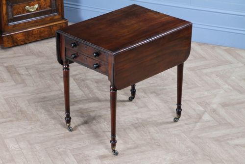 RARE GEORGIAN GEORGE III MAHOGANY SECRETAIRE PEMBROKE WORK TABLE FITTED DRAWER WITH KEY C1790 - ADDITIONAL PHOTO 1
