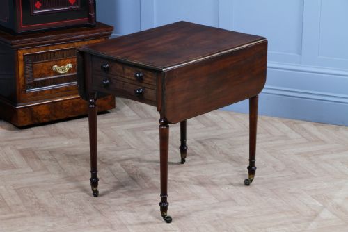 RARE GEORGIAN GEORGE III MAHOGANY SECRETAIRE PEMBROKE WORK TABLE FITTED DRAWER WITH KEY C1790 - ADDITIONAL PHOTO 6