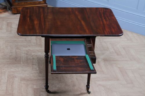 RARE GEORGIAN GEORGE III MAHOGANY SECRETAIRE PEMBROKE WORK TABLE FITTED DRAWER WITH KEY C1790 - ADDITIONAL PHOTO 19