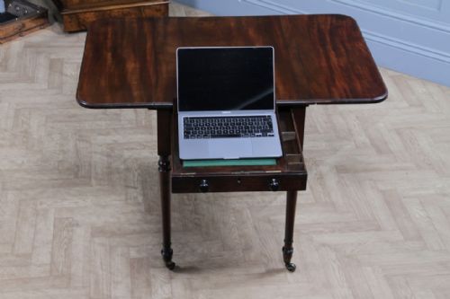 RARE GEORGIAN GEORGE III MAHOGANY SECRETAIRE PEMBROKE WORK TABLE FITTED DRAWER WITH KEY C1790 - ADDITIONAL PHOTO 20