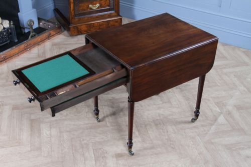 RARE GEORGIAN GEORGE III MAHOGANY SECRETAIRE PEMBROKE WORK TABLE FITTED DRAWER WITH KEY C1790 - ADDITIONAL PHOTO 21
