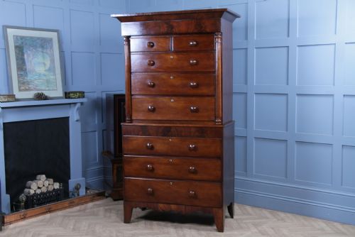 Outstanding Scottish Antique Georgian Mahogany Chest on Chest Tallboy 8 Drawers C1830