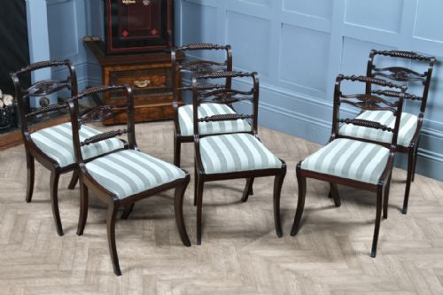 Set of 6 Original Regency Antique Double Rope Back Mahogany Dining Chairs C1795