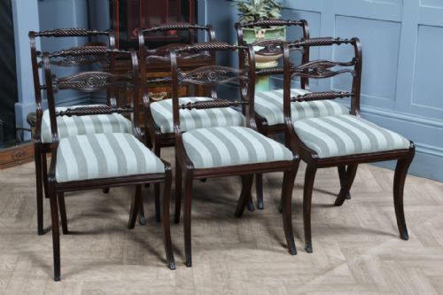 fig 1. Set of 6 Original Regency Antique Double Rope Back Mahogany Dining Chairs C1795