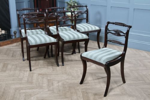 fig 2. Set of 6 Original Regency Antique Double Rope Back Mahogany Dining Chairs C1795