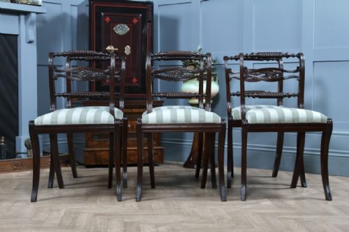 fig 4. Set of 6 Original Regency Antique Double Rope Back Mahogany Dining Chairs C1795