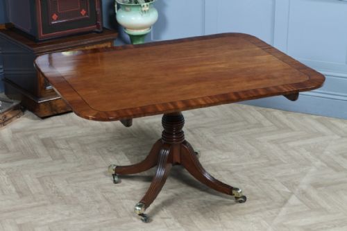 Large Antique Georgian Regency Mahogany Tilt Top Rectangular Dining Table C1800