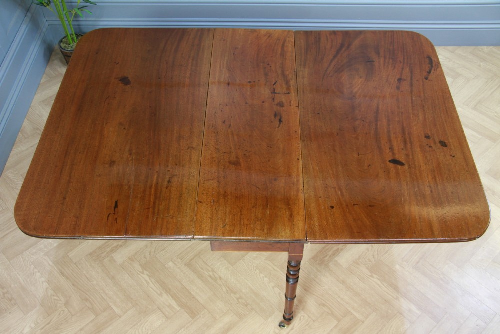 Antique Georgian Solid Flame Grain Mahogany Large Drop Leaf Dining Table C1820 View III