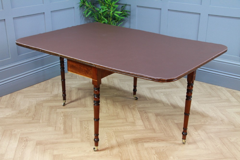 Antique Georgian Solid Flame Grain Mahogany Large Drop Leaf Dining Table C1820 View IV