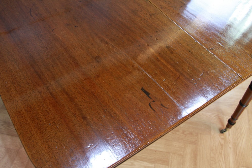 Antique Georgian Solid Flame Grain Mahogany Large Drop Leaf Dining Table C1820 View VI