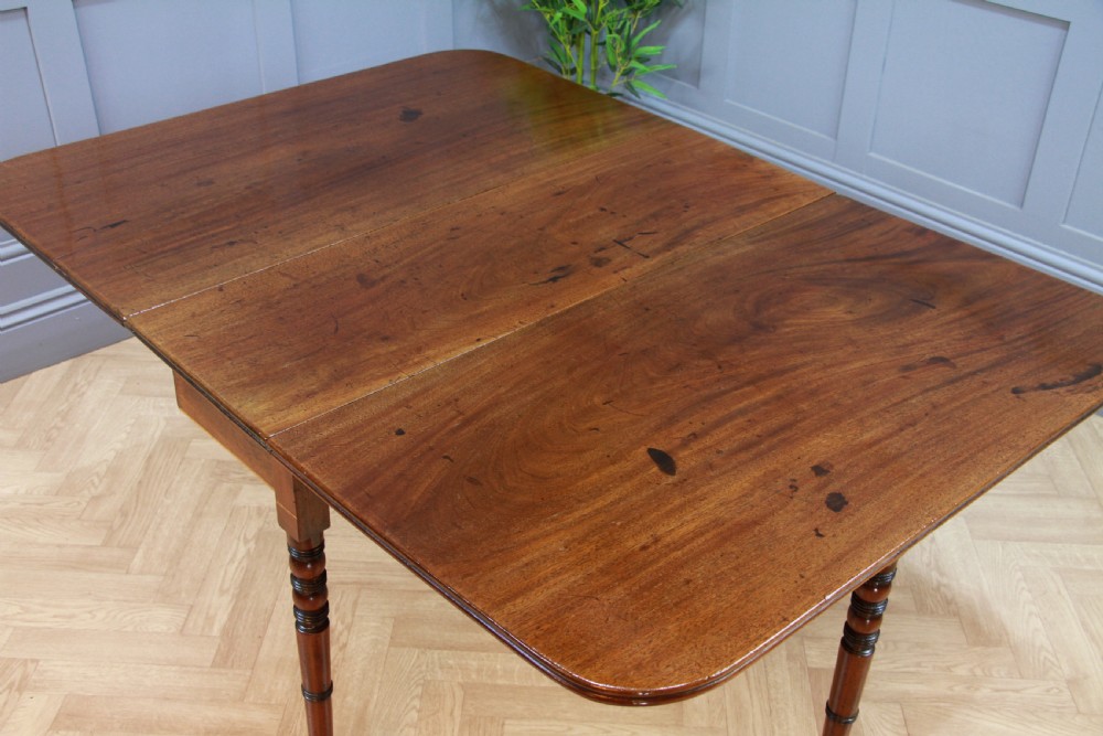 Antique Georgian Solid Flame Grain Mahogany Large Drop Leaf Dining Table C1820 View XI