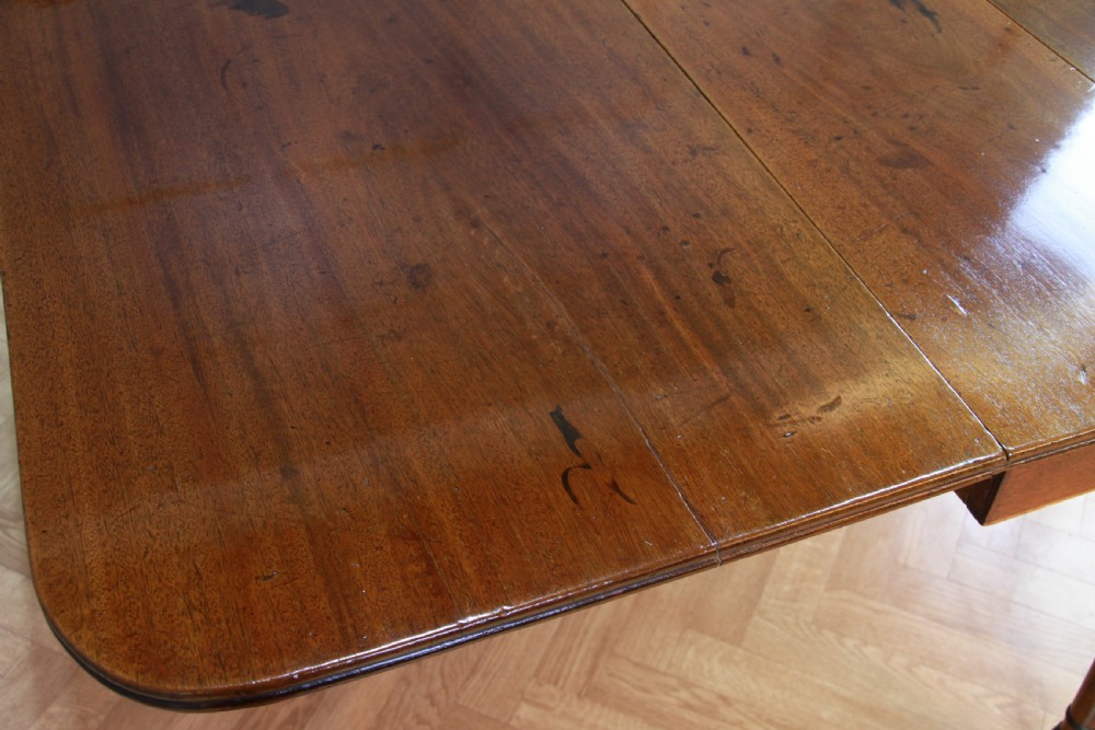 Antique Georgian Solid Flame Grain Mahogany Large Drop Leaf Dining Table C1820 View XII