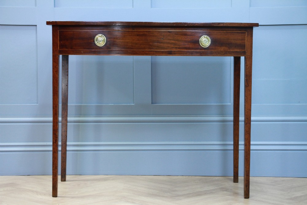 Antique Original Georgian Flame Grain Mahogany Bow Front 1 Drawer Side Table View VIII