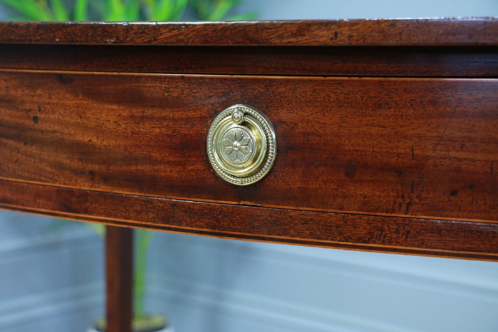 Antique Original Georgian Flame Grain Mahogany Bow Front 1 Drawer Side Table View IX