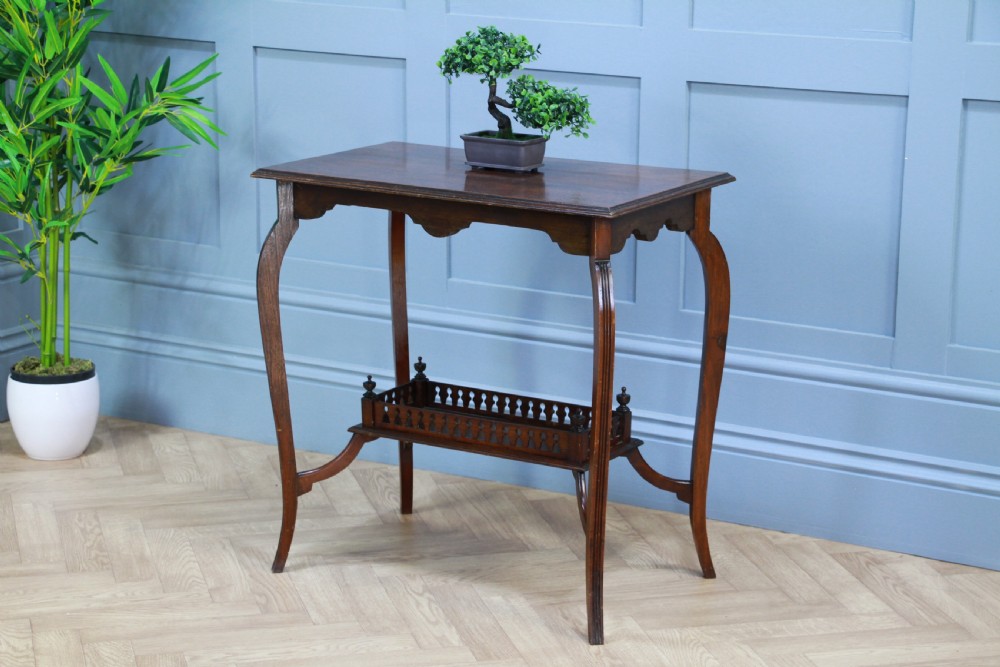 Antique Late Edwardian Walnut Gallery Base Hall, Sofa, Lamp Table C1900